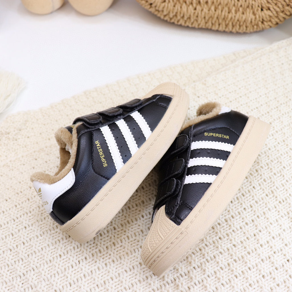 Adidas clover Velcro shell toe plus velvet sneakers" black, beige"