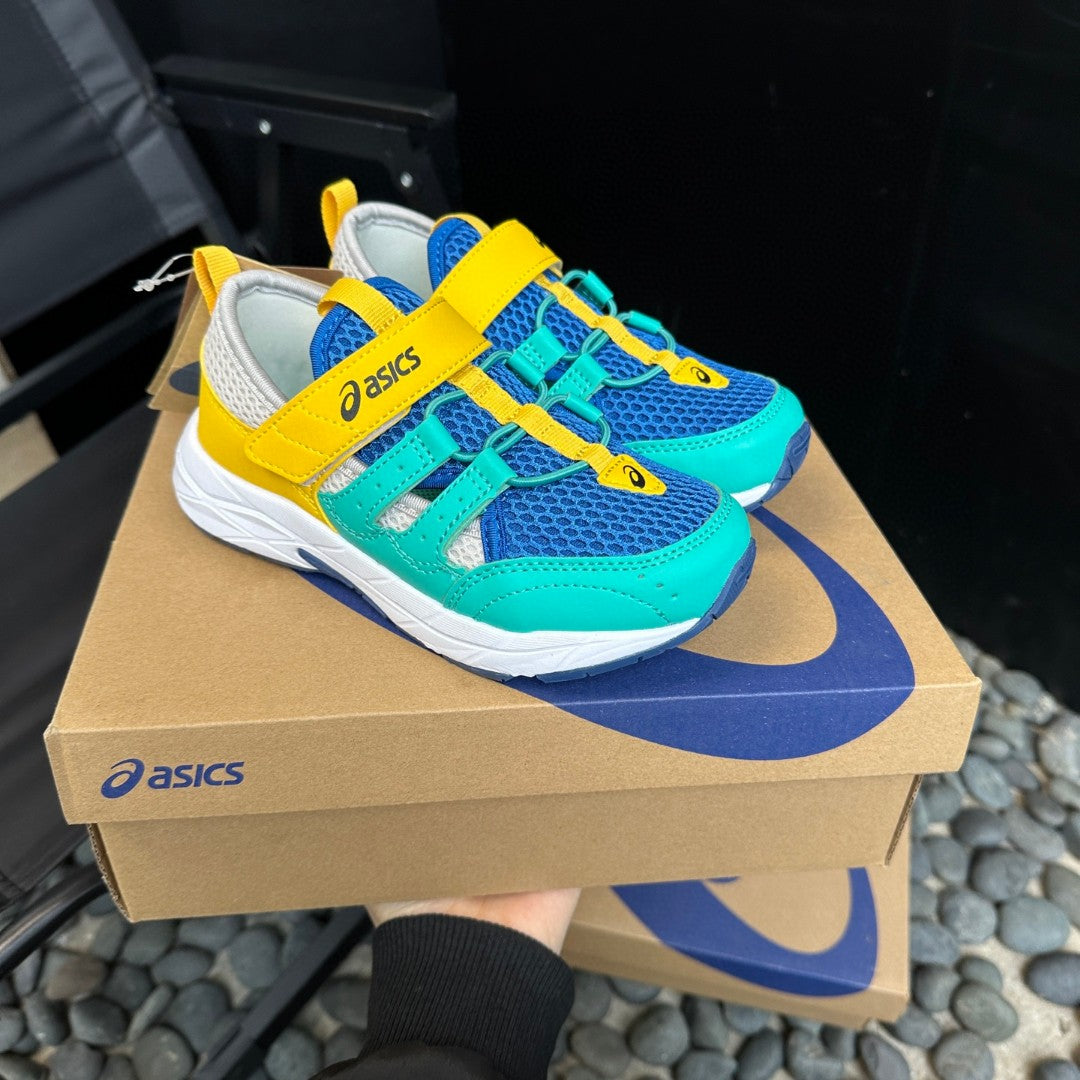 Asics children's tire hiking shoes "  yellow, blue (royal blue and teal)"