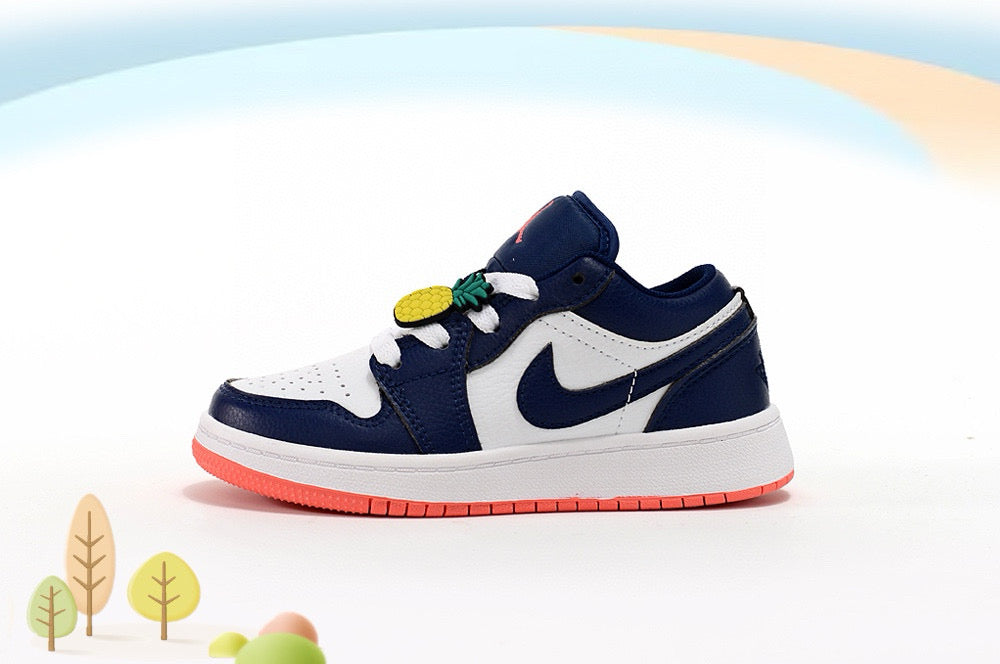 Jordan low-top first generation cartoon children's shoes" blue, white, orange"