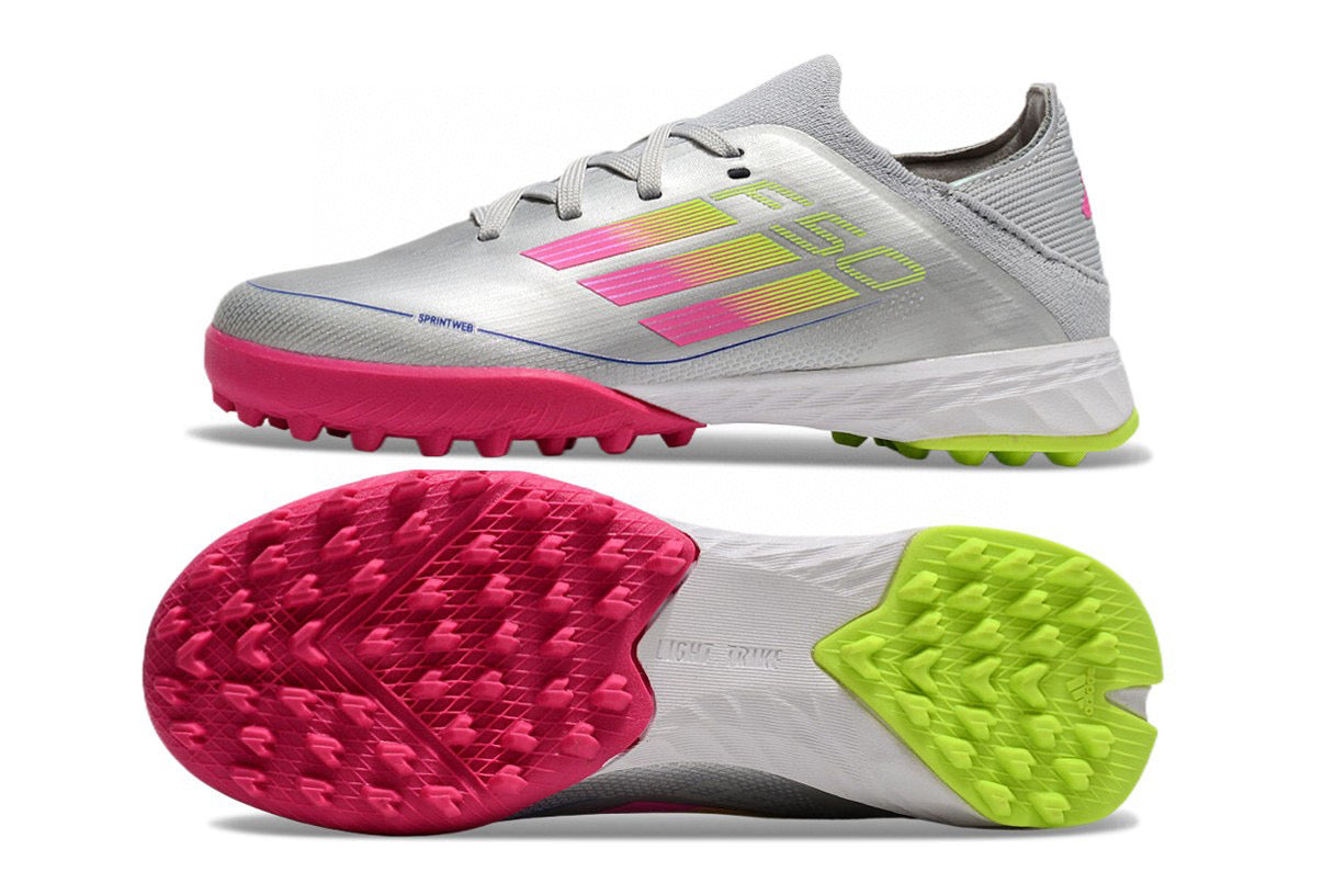 Adidas F50 knitted waterproof football shoes" silver"