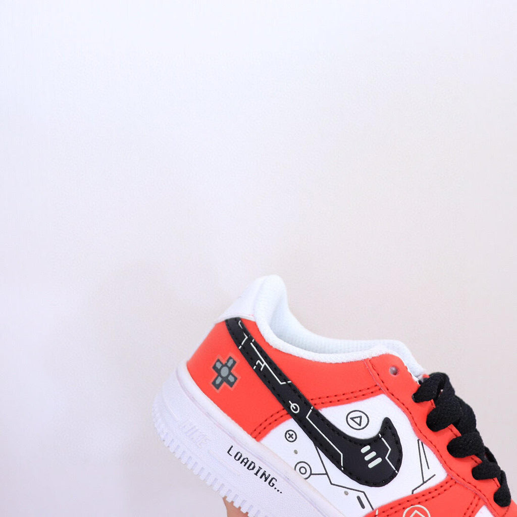 Air Force low-top lace-up sneakers" white, red"