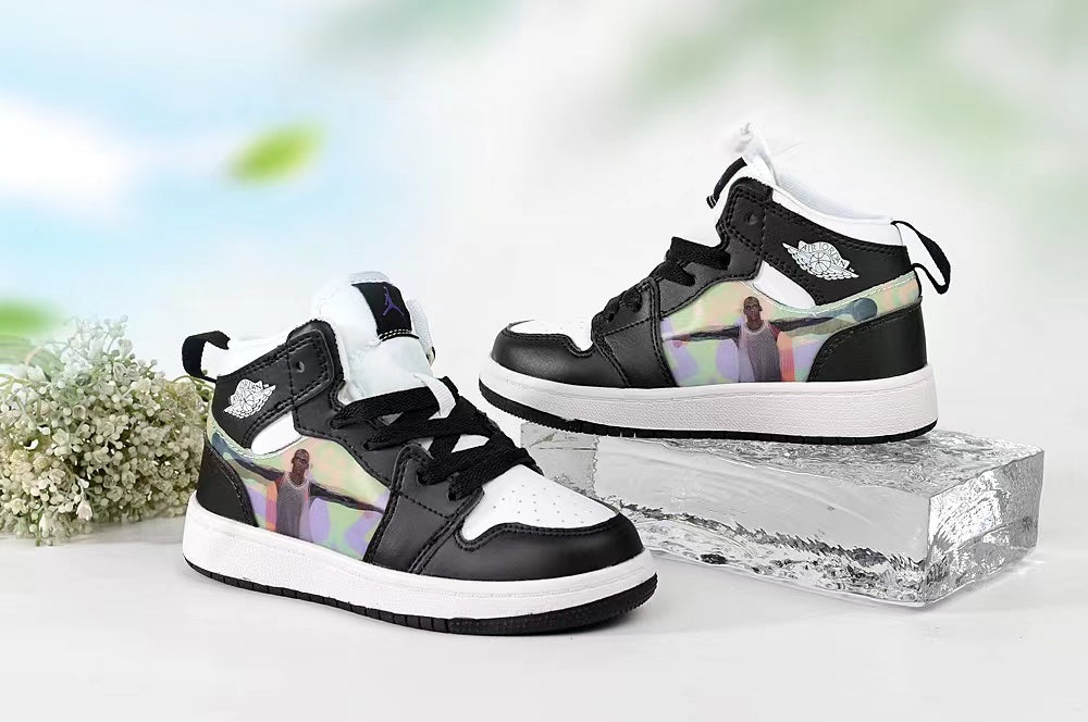 Jordan AJ1 children's shoes" black, white"