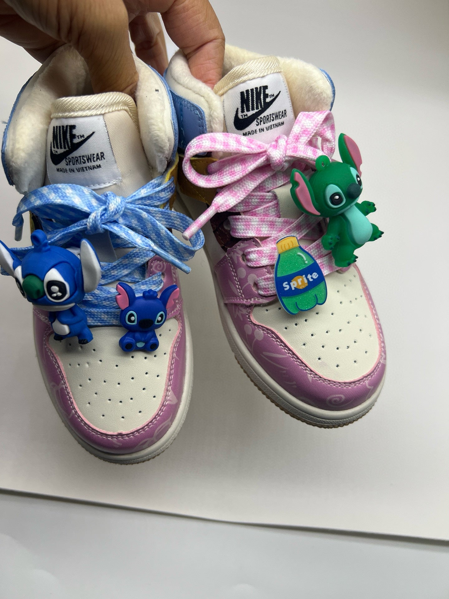 Joe One Cartoon Doll Accessories High Top Sneakers " Cream, purple"