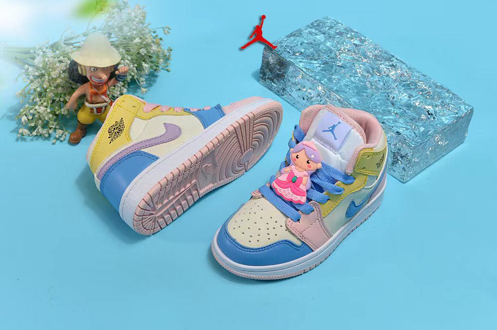 Jordan cartoon doll version children's shoes" pink, yellow"