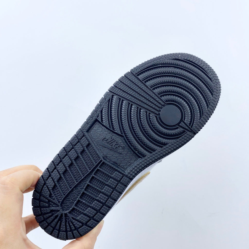 AJ Joe One-Wing Velcro Children's Shoes" black, white, gold"