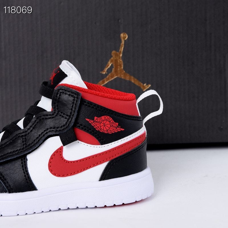 Jordan high top elastic band" white, black, red"