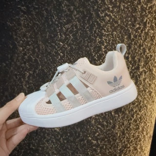 adidas shell toe sandals" peach"