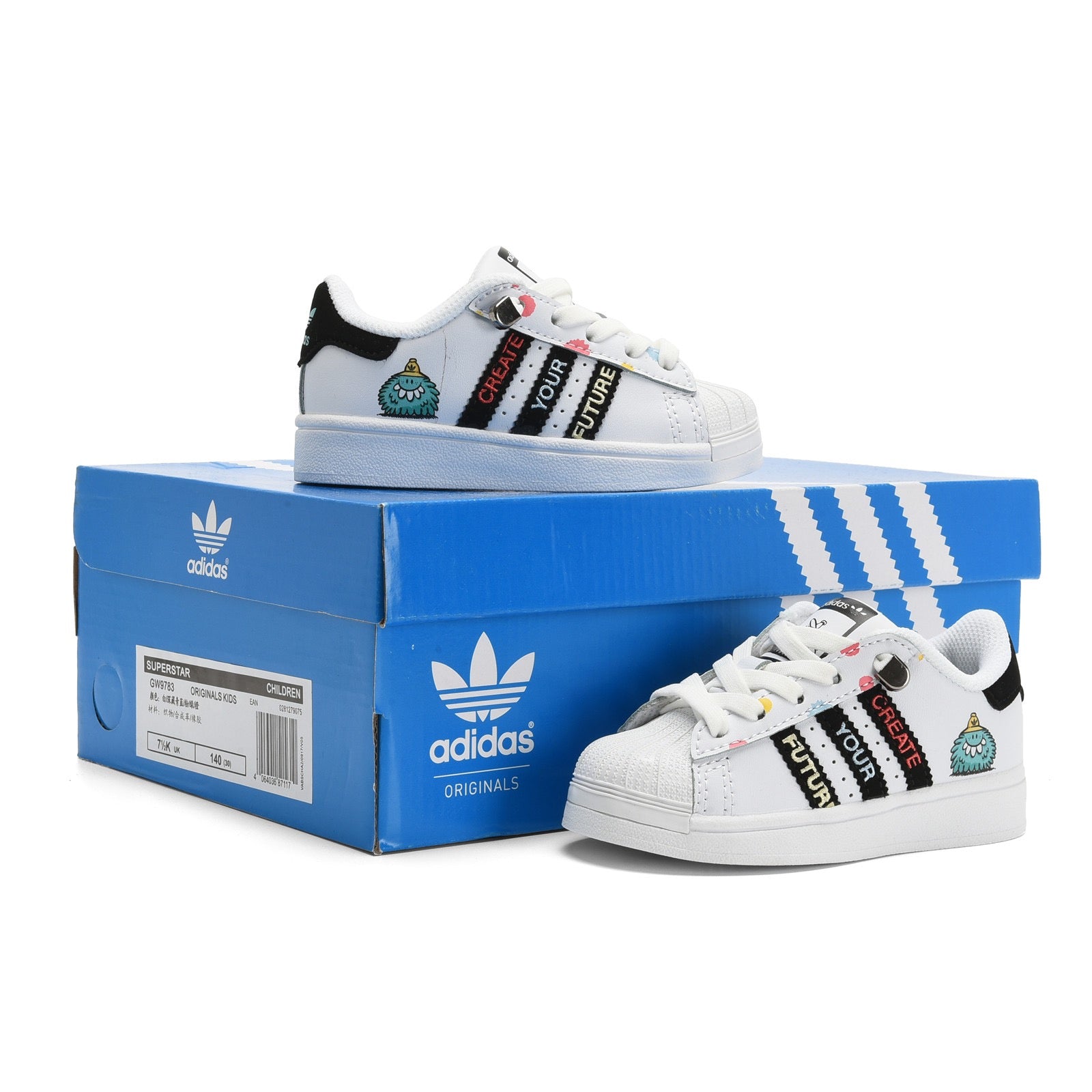 Adidas shell toe lace-up sneakers " white, black"