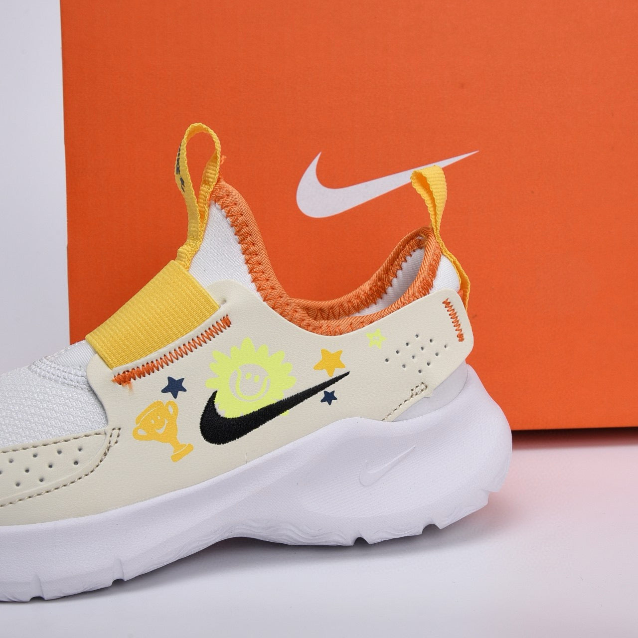 Nike slip-on running shoes" off white, Yellow ,& orange"