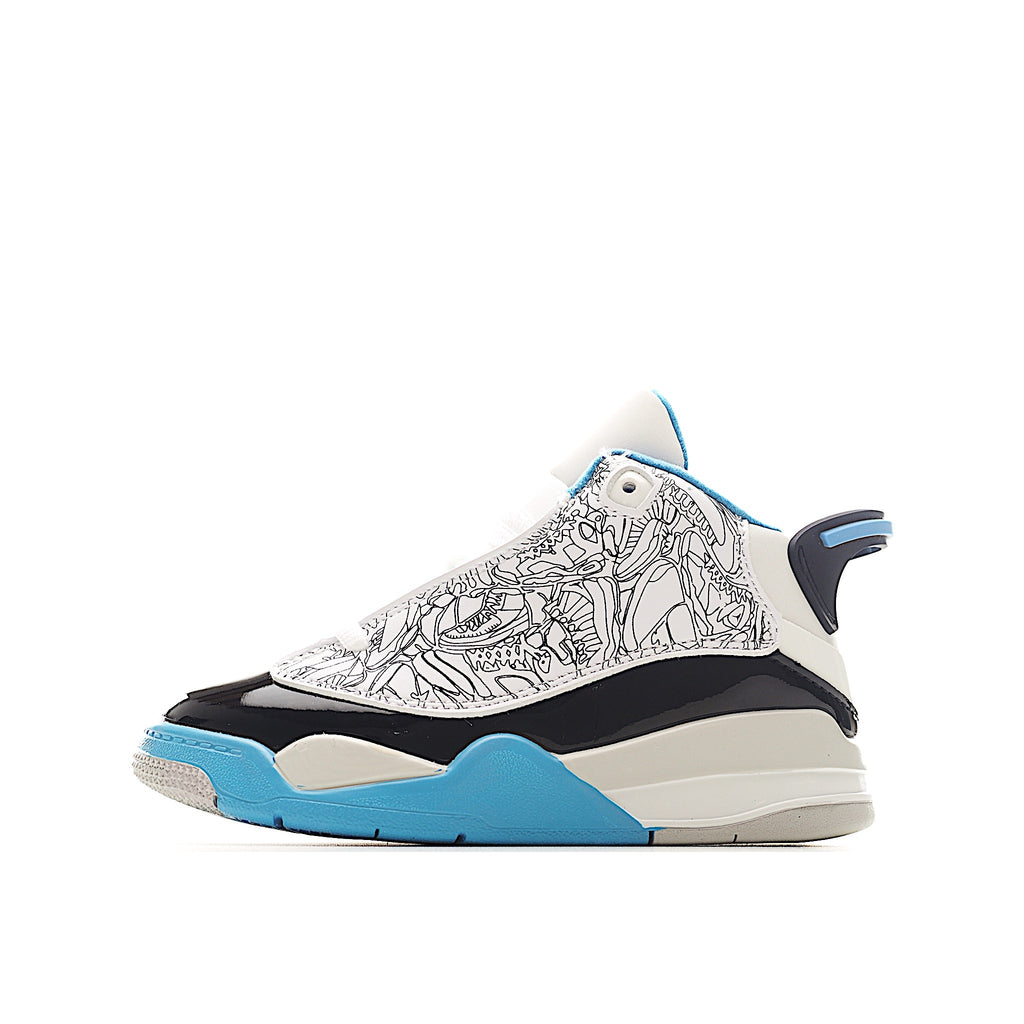 Jordan Zero Lace-Up Basketball Shoes for Kids" black, white, blue"