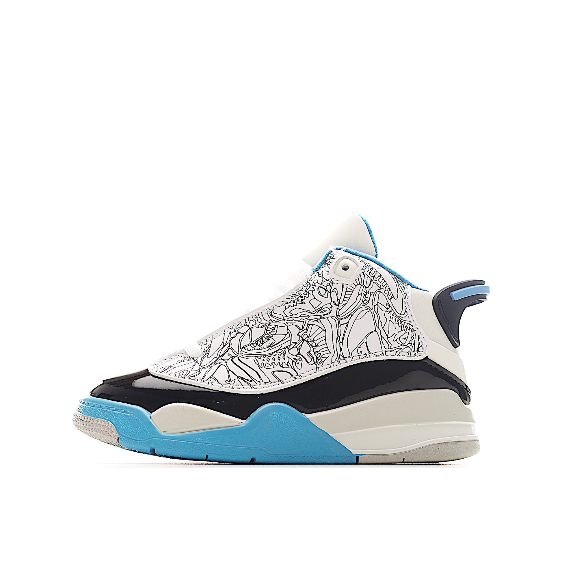 Jordan Zero Lace-Up Basketball Shoes for Kids" black, white, blue"