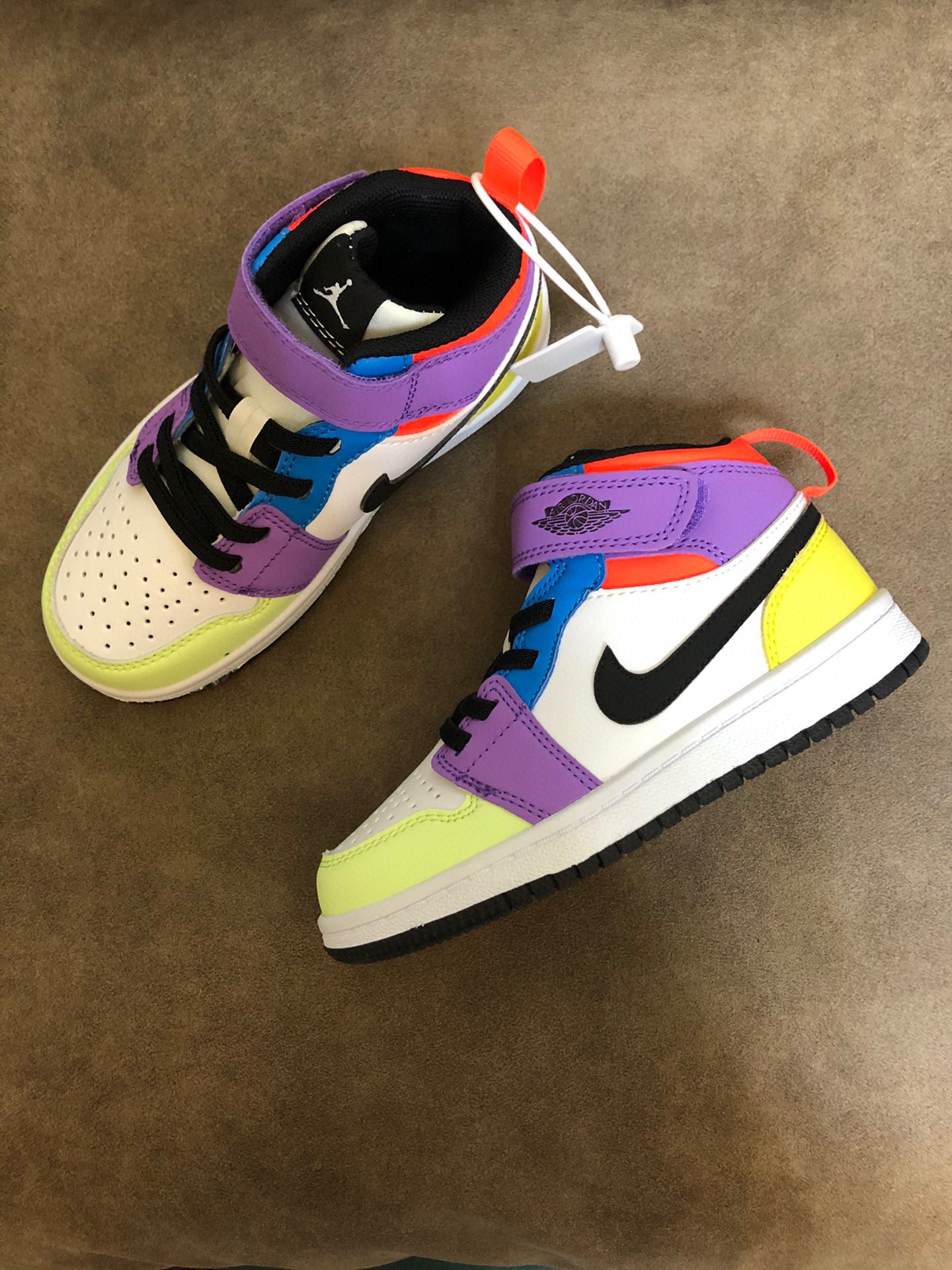 Joe's high-top Velcro children's shoes" purple, yellow, blue, white"