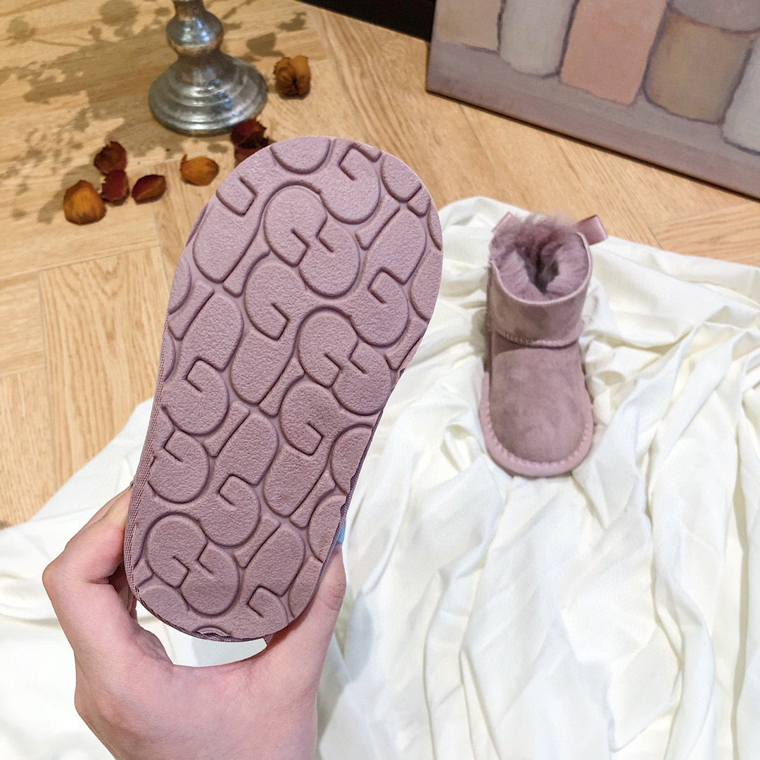 UGG bow wool integrated toddler shoes snow boots"  mauve"