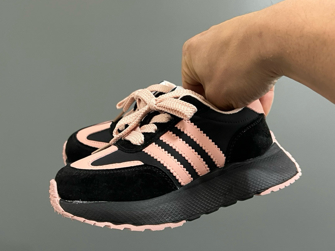 Adidas three stripes Velcro children's shoes " black, pink"
