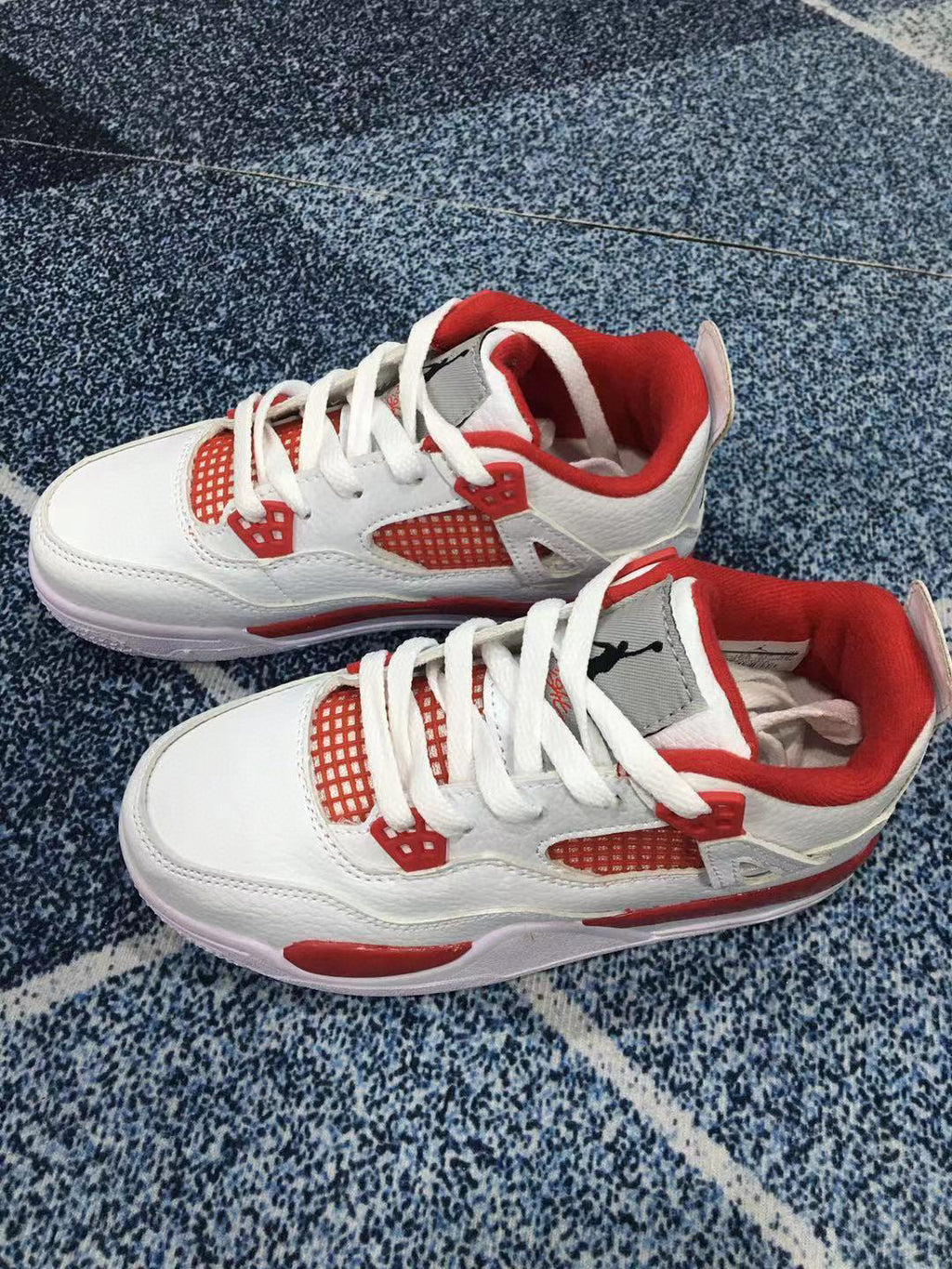 Jordan 4 children's sports shoes" white, red"