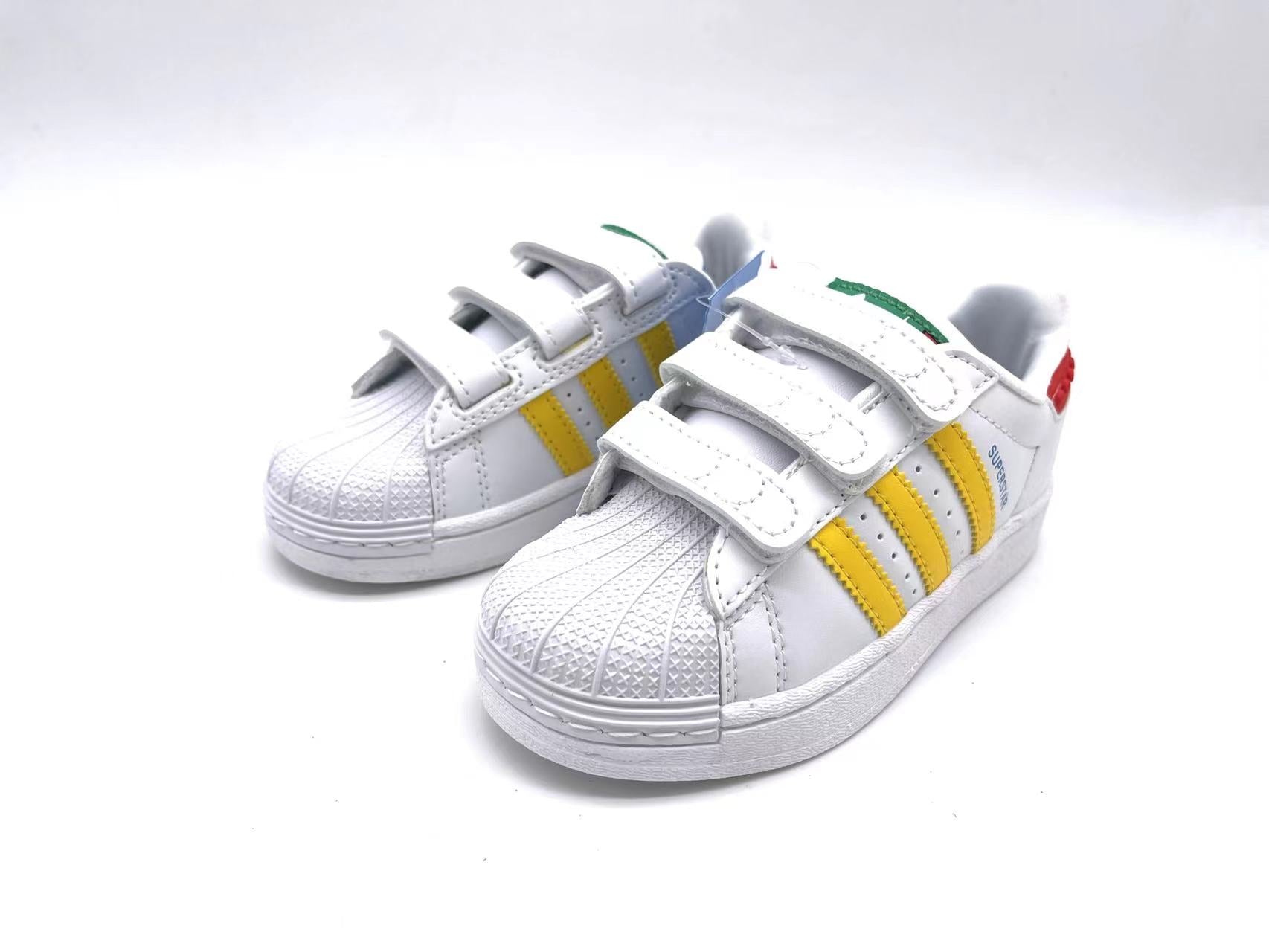 Adidas classic shell toe children's shoes" white, yellow"