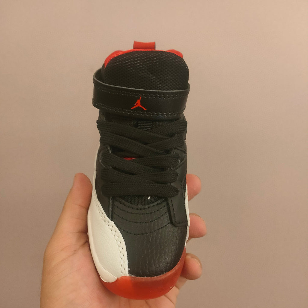Jordan 612 single buckle children's shoes" white, black, orange"