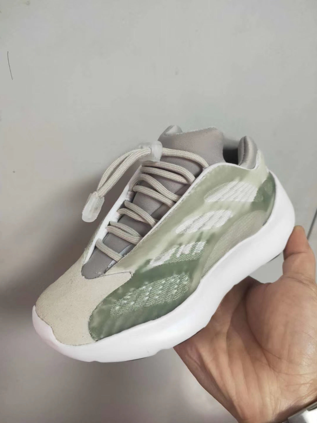 Luminous version! 700 Yeezy V3 dad shoes" white, gray, light green"