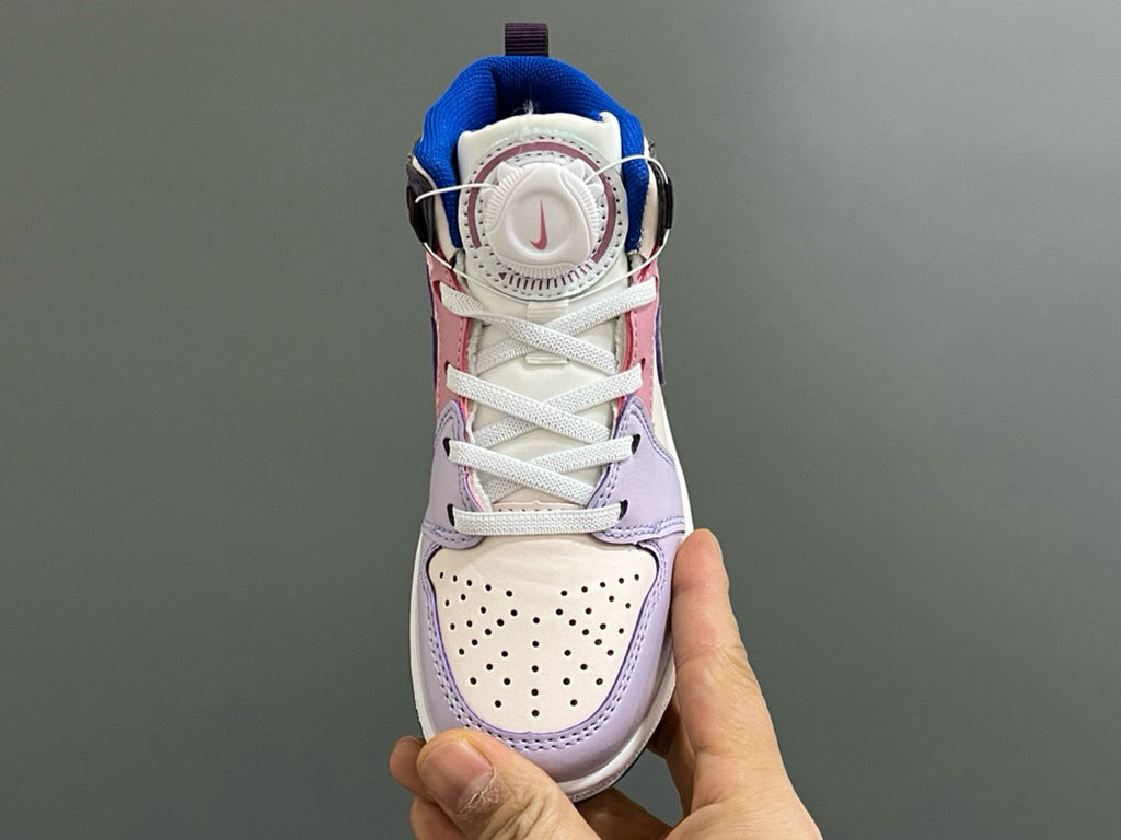 Qiaoyi mid-cut buckle children's shoes" cream, purple, pink"