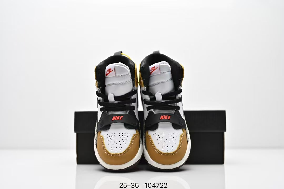Jordan 312 high top children's shoes full second layer leather" white, brown"