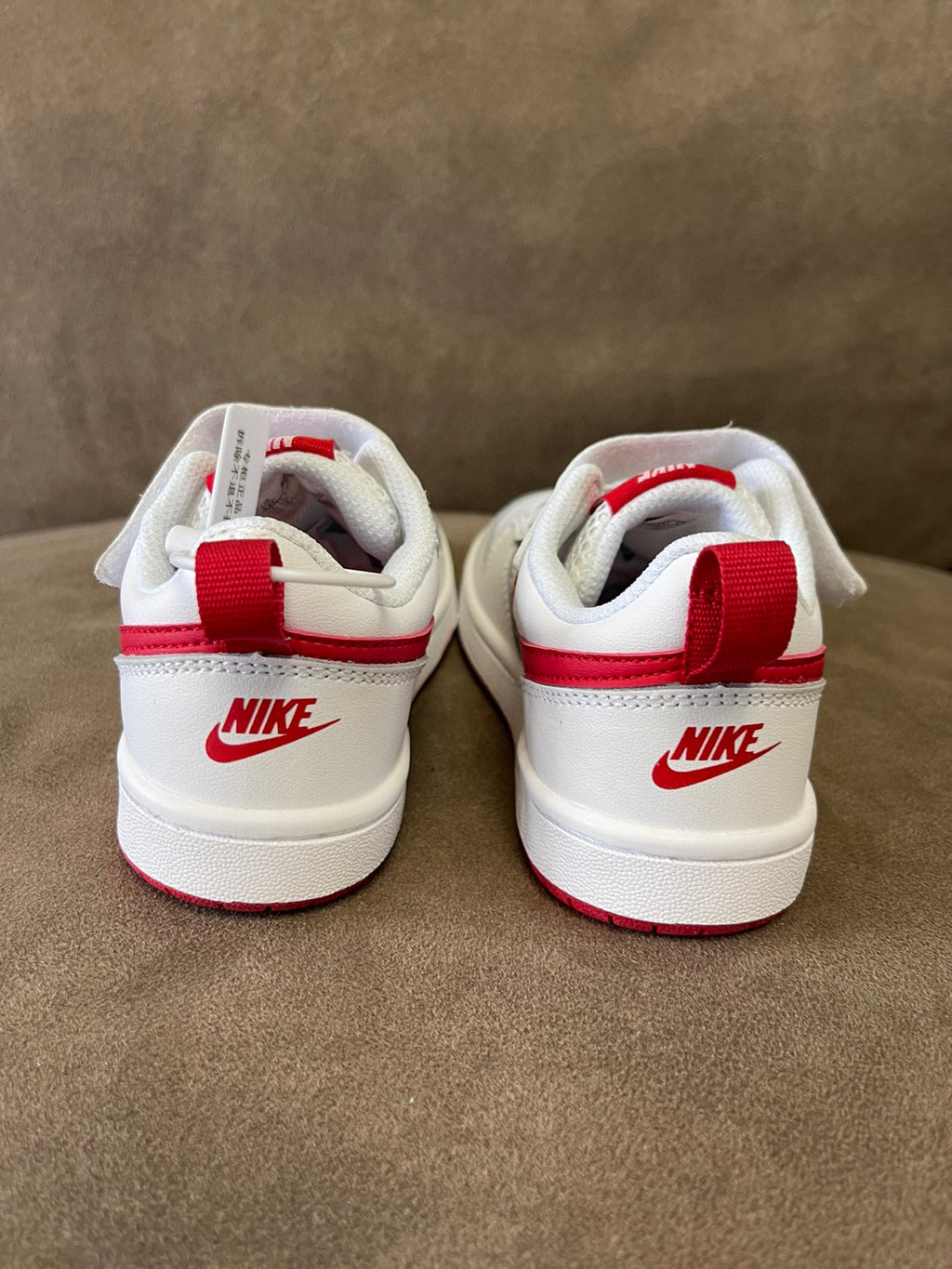 NIKE workwear Air Force One mesh elastic band Velcro children's shoes" white, red"