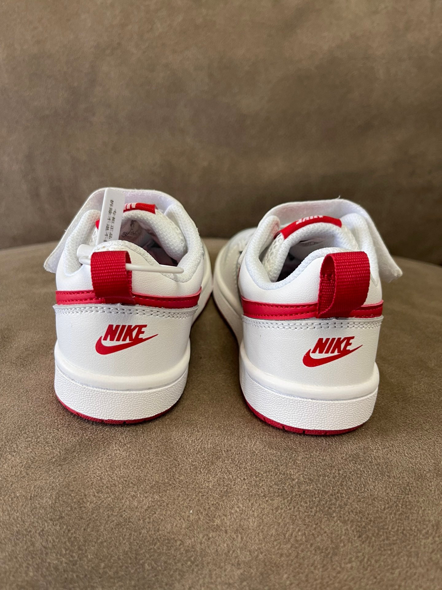 NIKE workwear Air Force One mesh elastic band Velcro children's shoes" white, red"