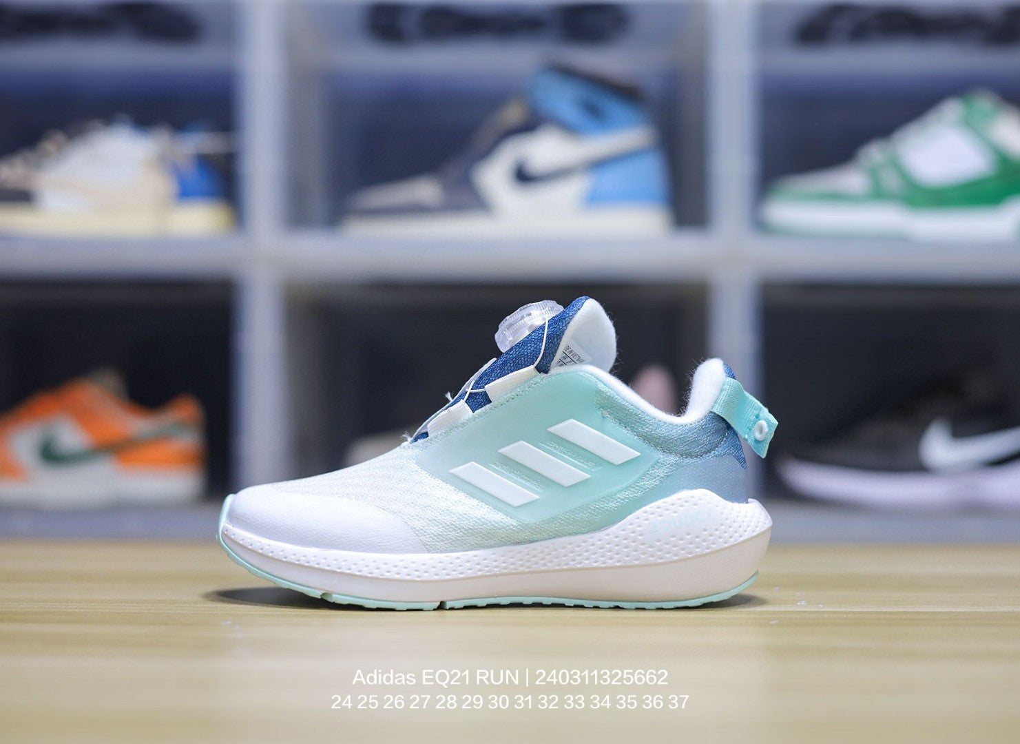EQT Adidas popcorn lock shoes for children" white, sky blue"
