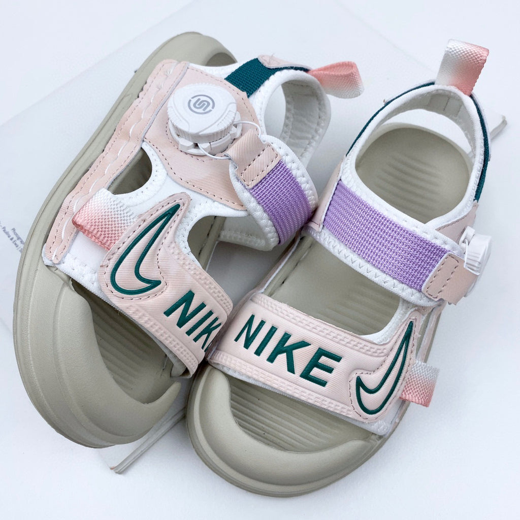 Nike Twist Lock Closed Toe Sandals "light gray, light pink"