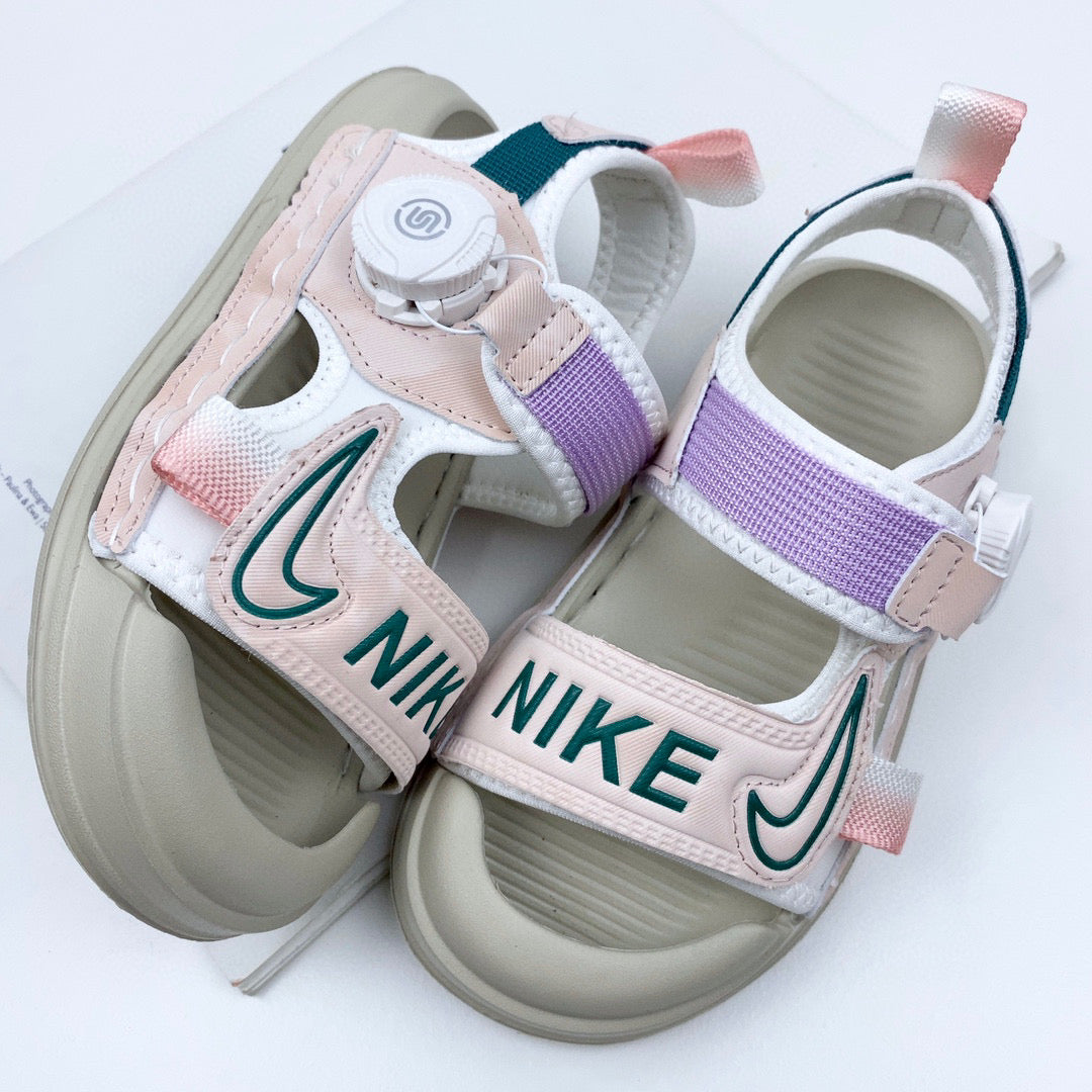 Nike Twist Lock Closed Toe Sandals "light gray, light pink"