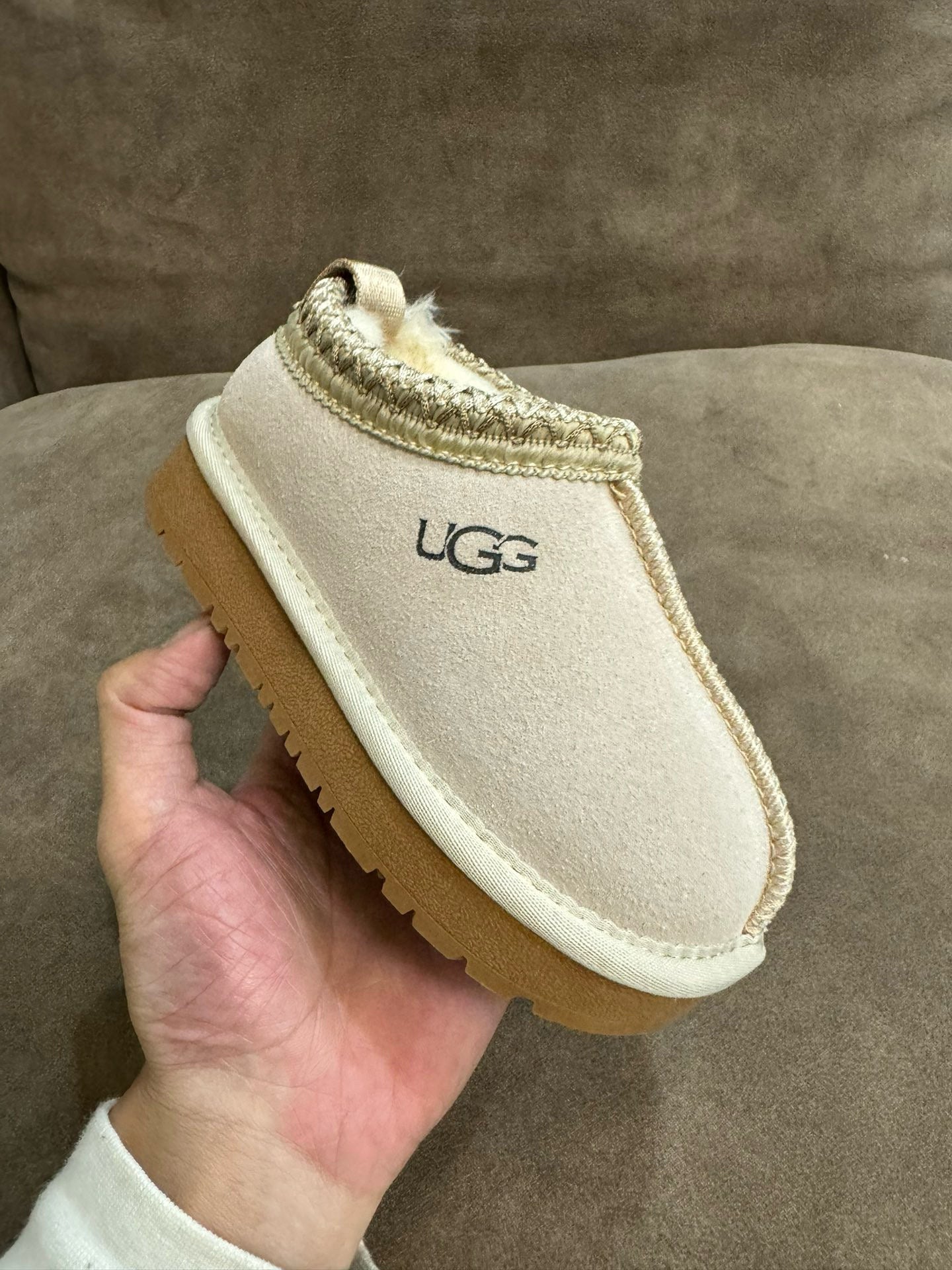 U-GG ethnic style fur short tube snow boots children's shoes " light beige"