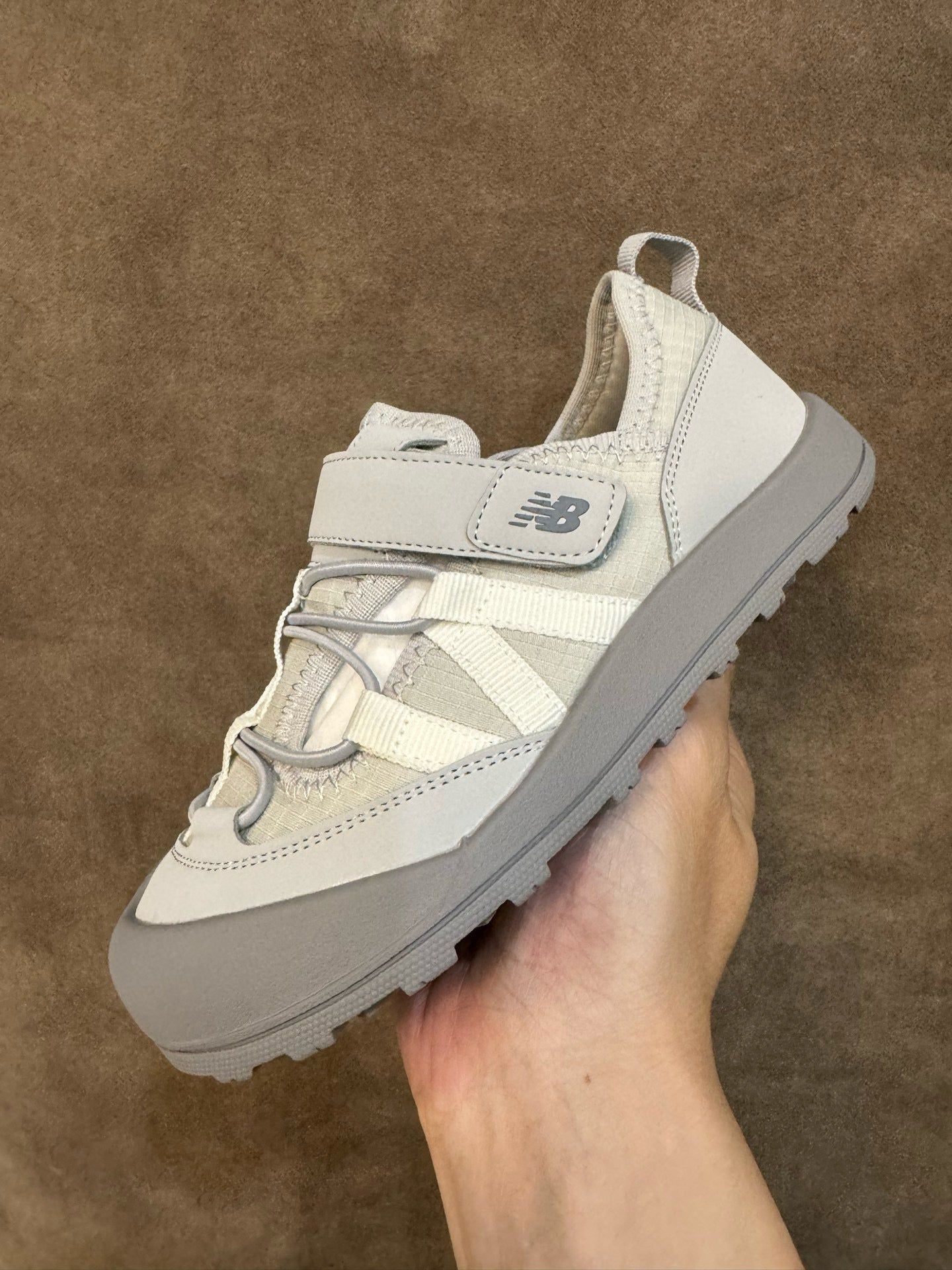 N3205 Velcro River Tracing Children's Sandals"  grey and off-white/light grey"