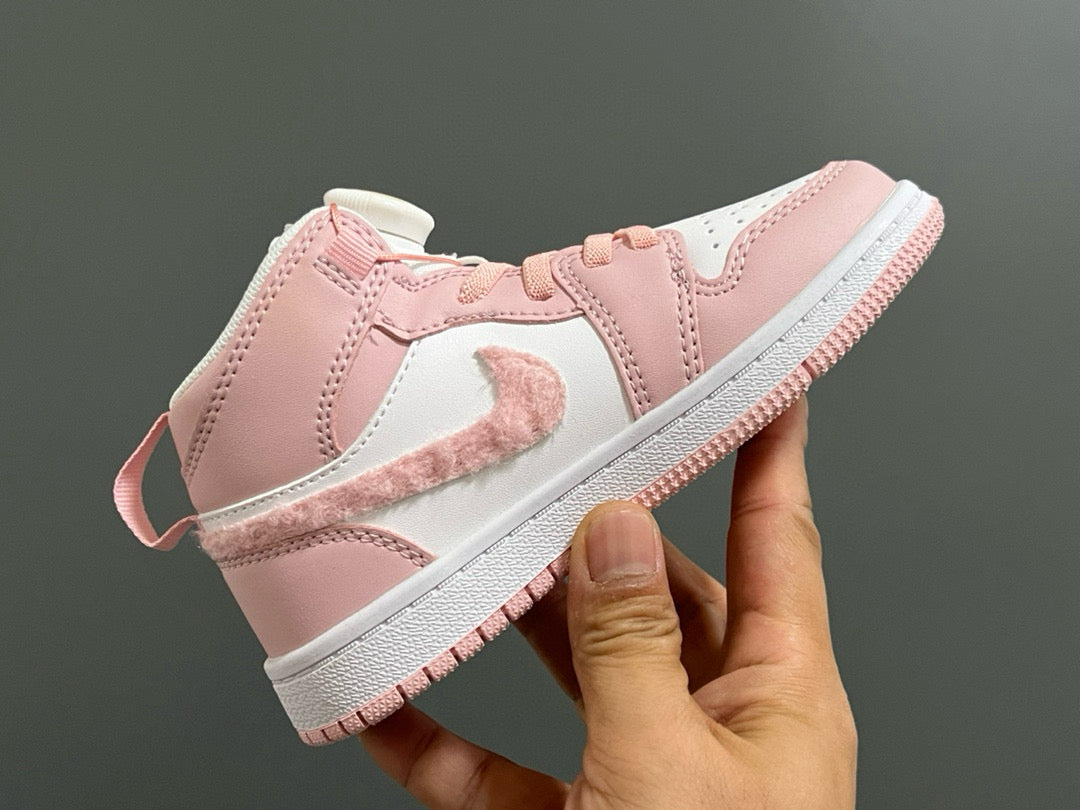 Joe 1 Zhongbang lock children's sports shoes" white, pink"