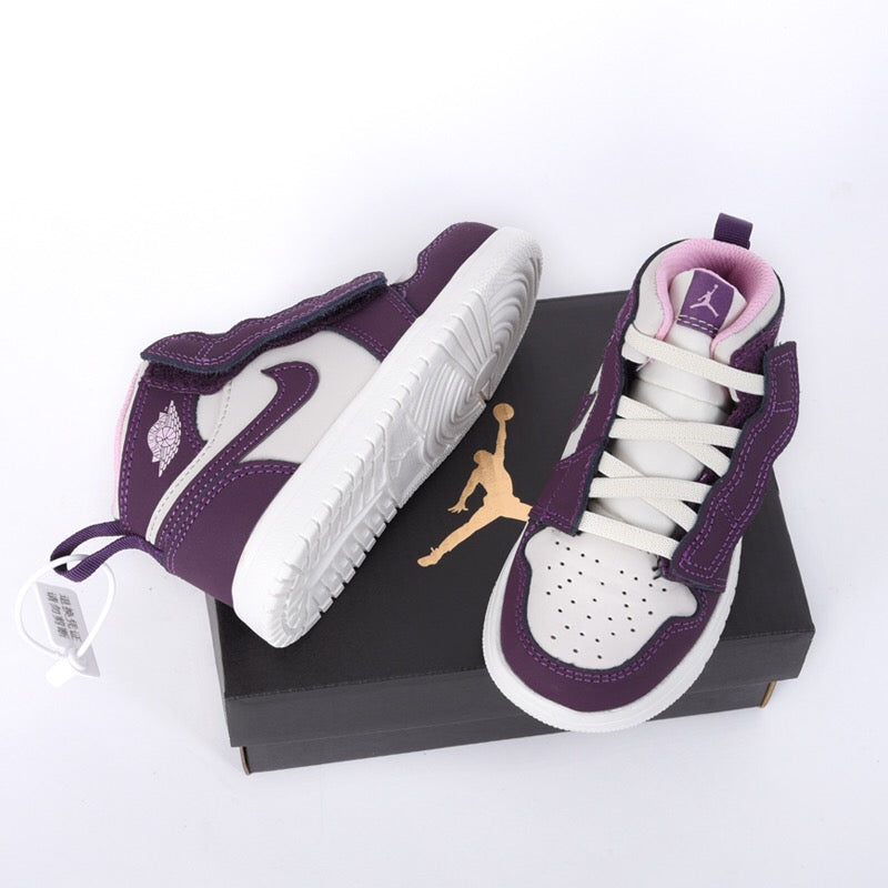 Jordan high top elastic band"  Cream, dark purple"