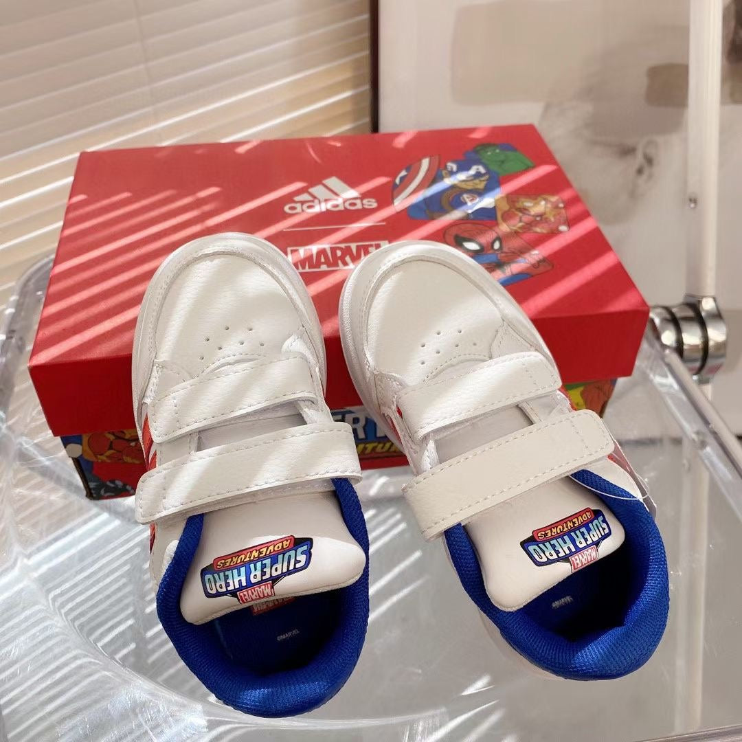 Adidas co-branded Velcro children's shoes" white, red, blue"