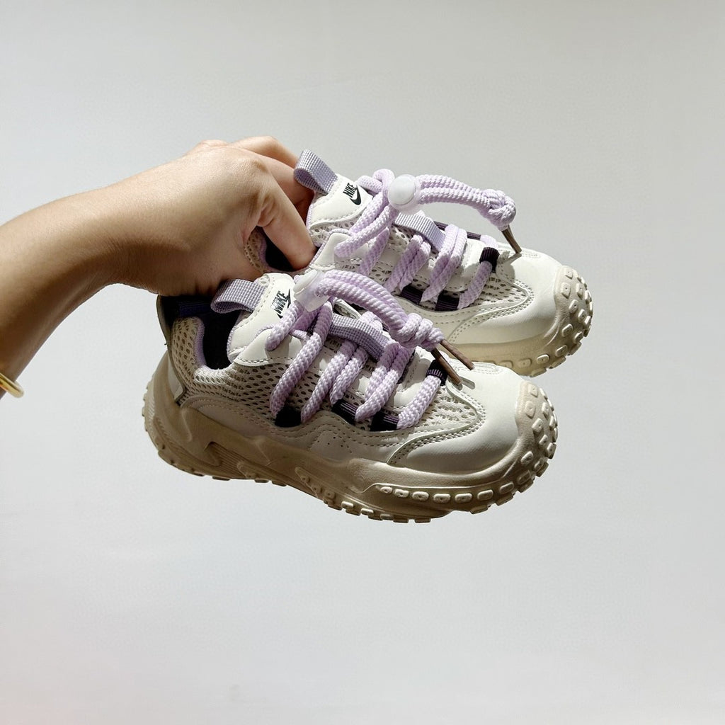 NK mesh drawstring children's tire shoes "cream, Beige, light purple"