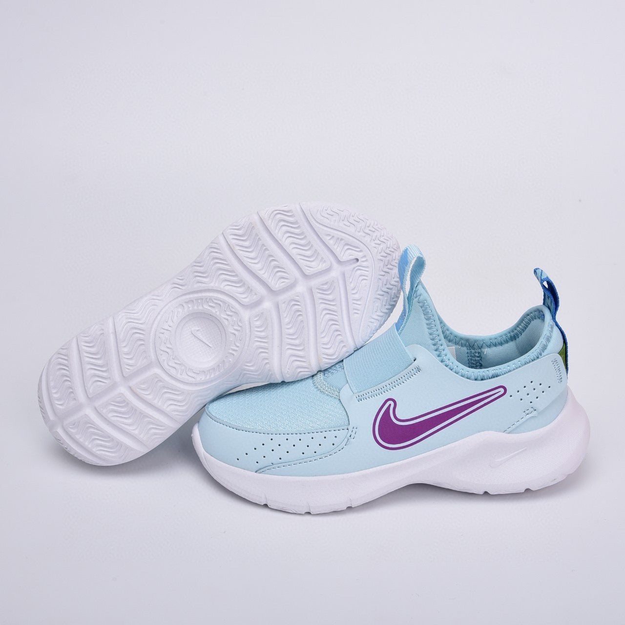 Nike slip-on running shoes" sky blue, purple"