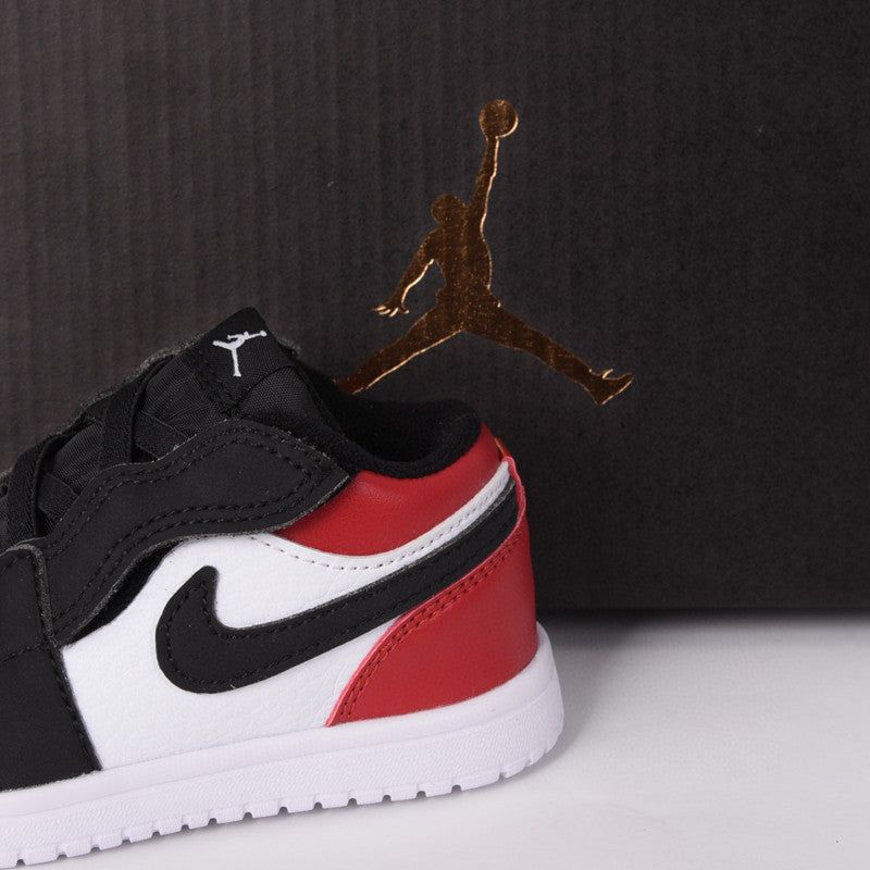 Jordan low top elastic band" white, black, red"
