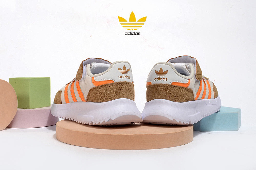 Adidas clover lightweight soft sole" light gray, beige, orange"
