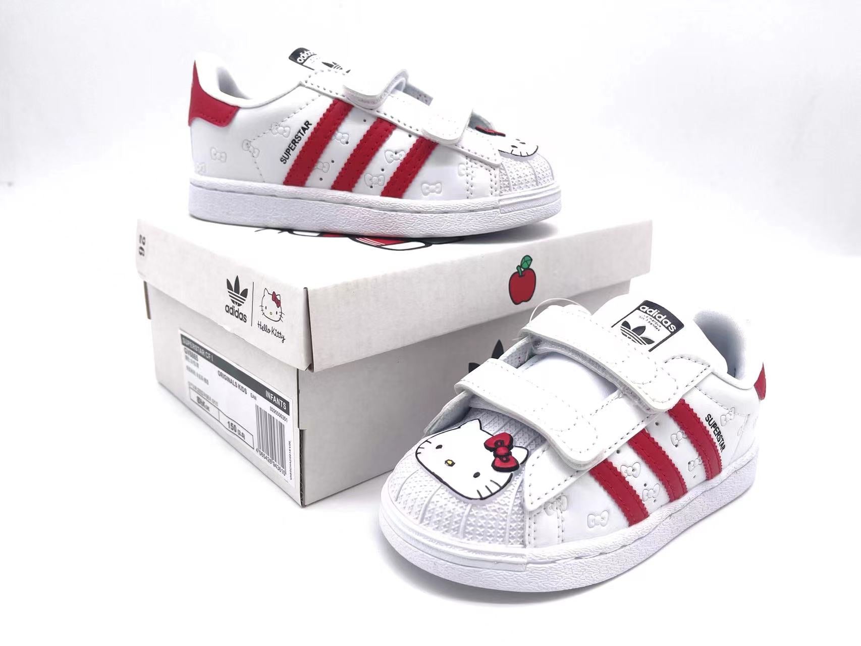 Adidas classic shell toe children's shoes" white, red"