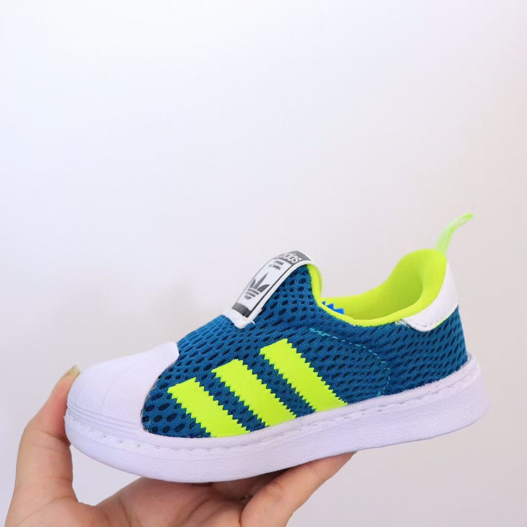 Adidas soft mesh slip-on new "deep blue, lime green"