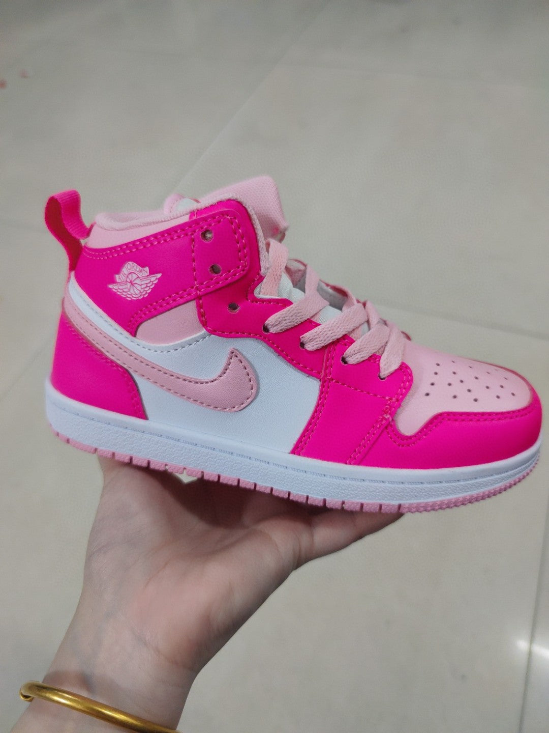 Jordan cartoon doll version children's shoes" pink, white"