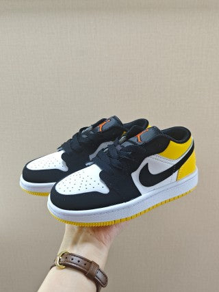 Qiao Yizhuan G version low-top children's lace-up sports shoes" black, yellow"