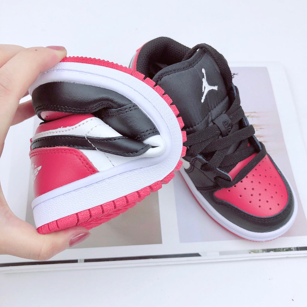 Joe 1 low-top elastic buckle parent-child shoes" black, white, pink"