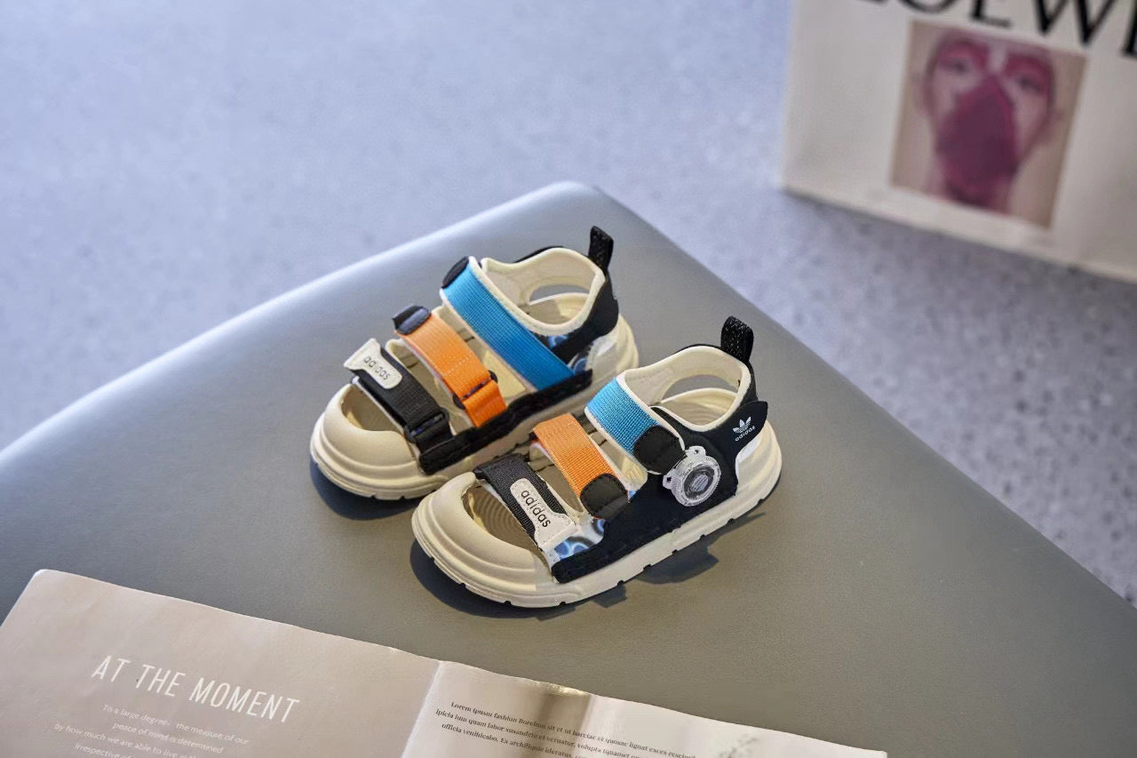 Adidas swivel buckle toe sandals " beige, black"