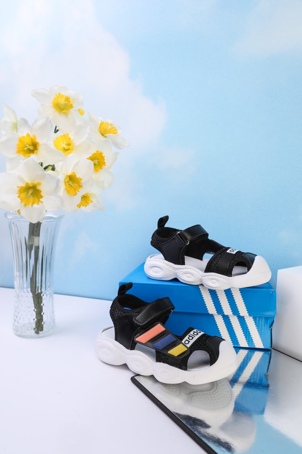 Adidas closed toe sandals" black"