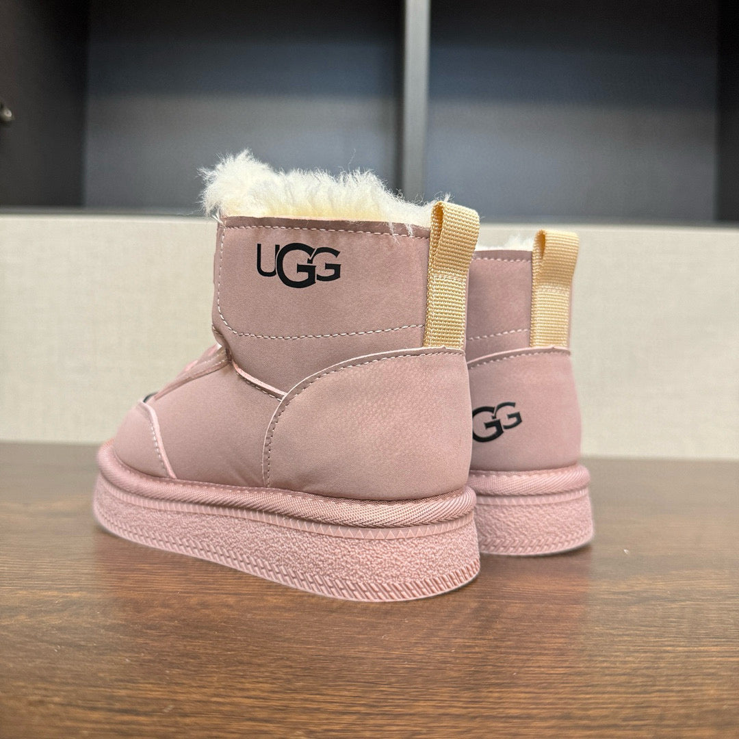 U-GG mid-cut swivel button plus suede leather children's shoes" pink"