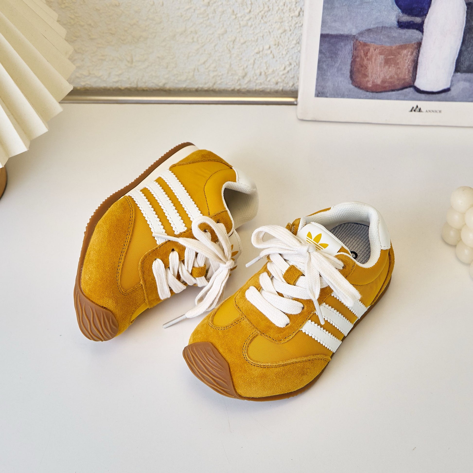 Adidas Agande training shoes" mustard yellow, white"