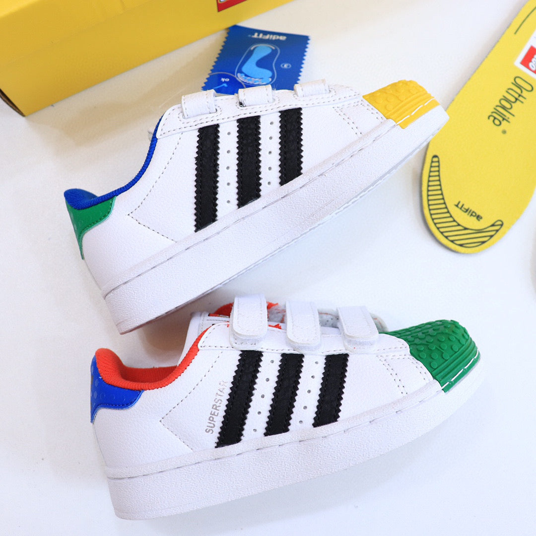 Adidas LEGO joint shell toe children's shoes" white, blue, red"