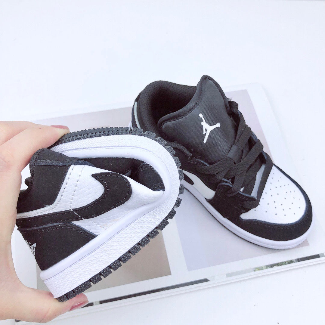 Joe 1 low-top elastic buckle parent-child shoes" black, white"