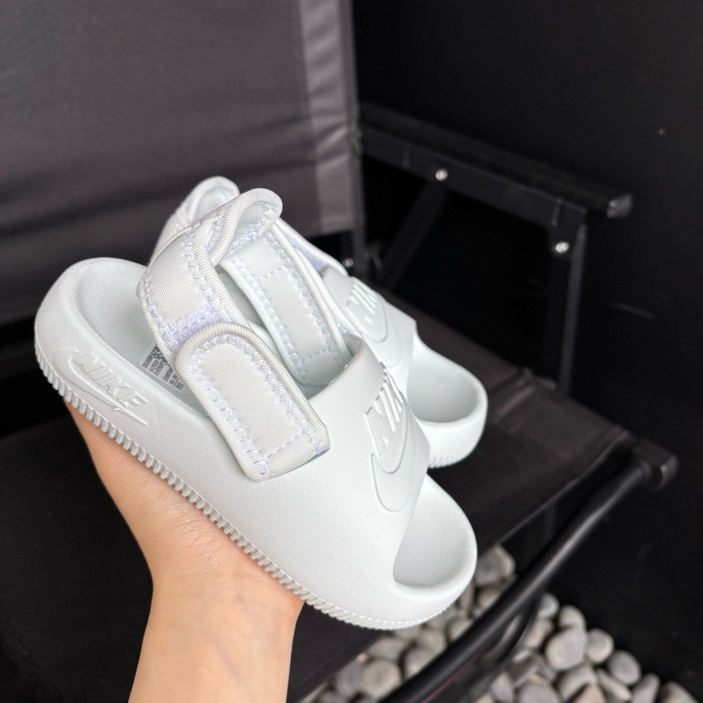 Nike open toe Velcro two-way sandals" white"